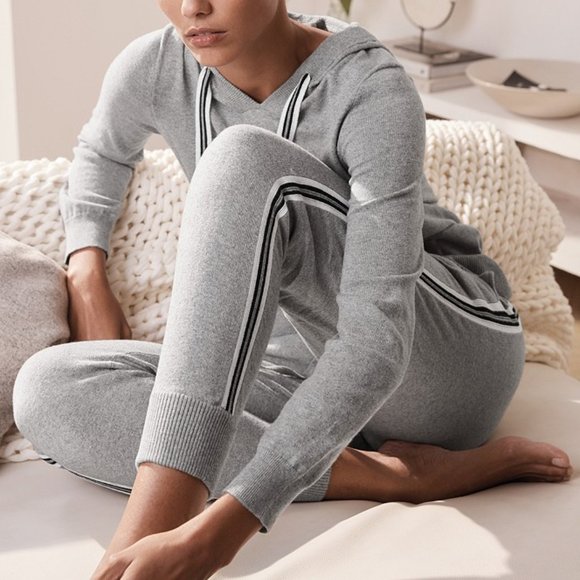THE WHITE COMPANY grey Cotton Cashmere Hoodie - Picture 1 of 8